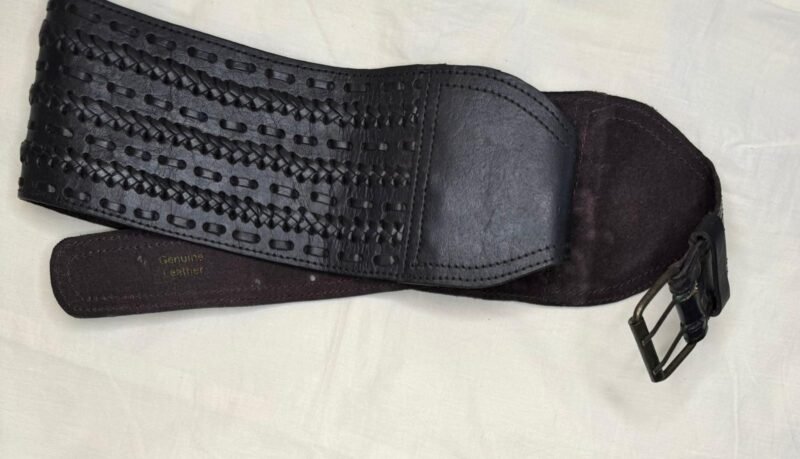 Leather Braided Wide Waist Belt