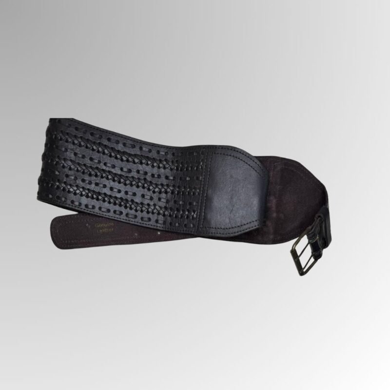 Leather Braided Wide Waist Belt