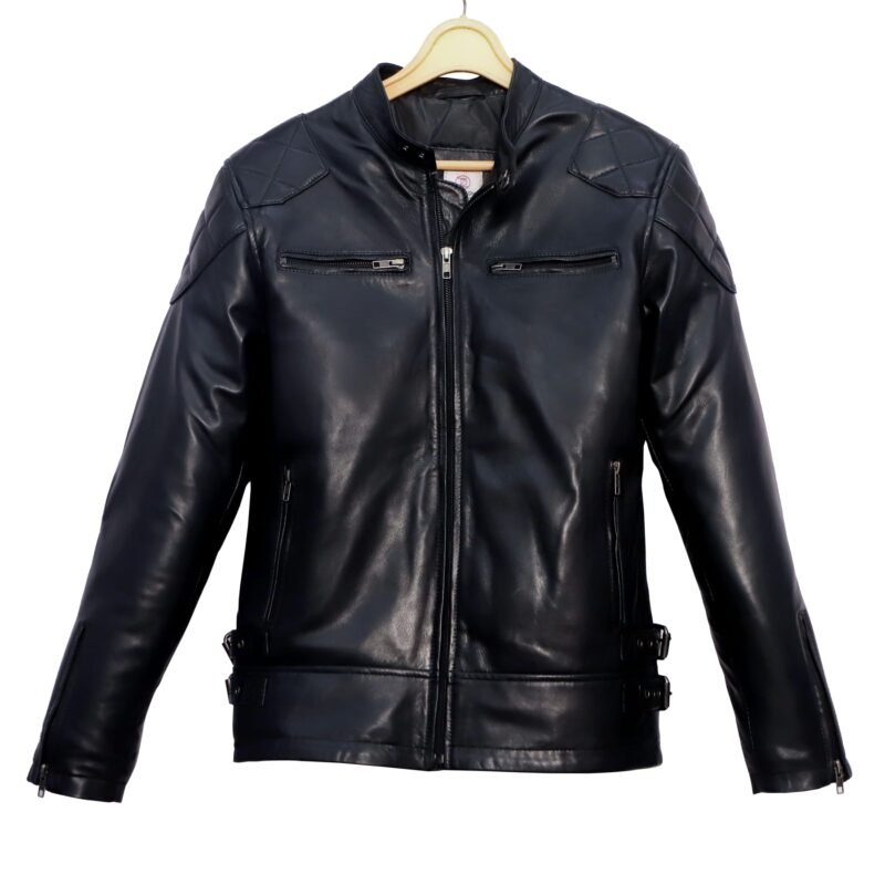 Mens Black Biker Leather Jacket (ZDLJM24001)