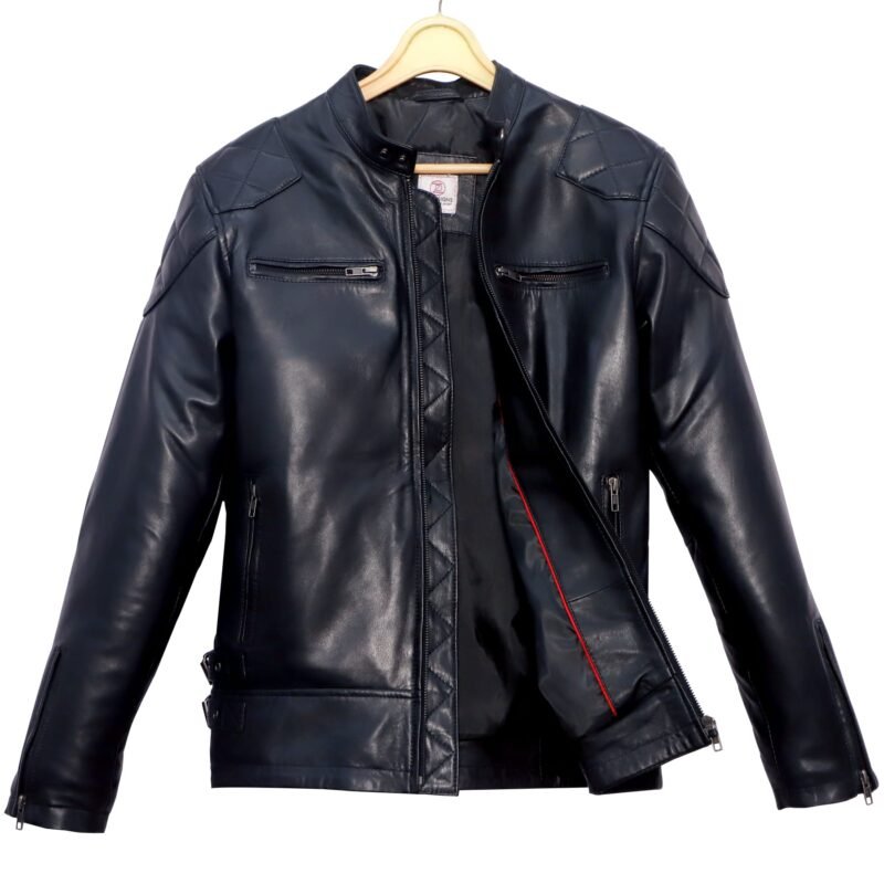 Mens Black Biker Leather Jacket (ZDLJM24001) - Image 2