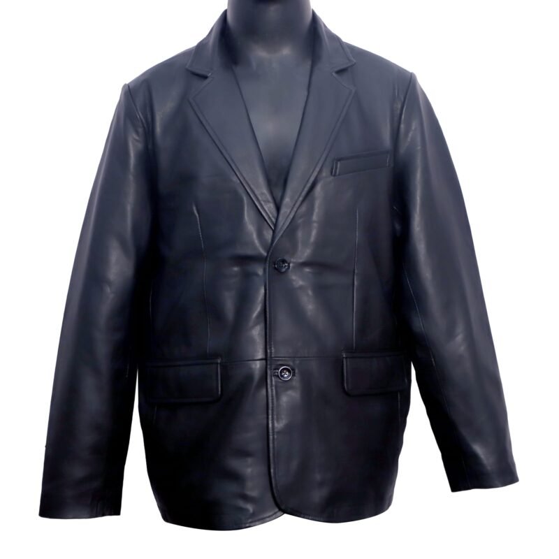 Men's Black Leather Blazer (ZDLJM24004)