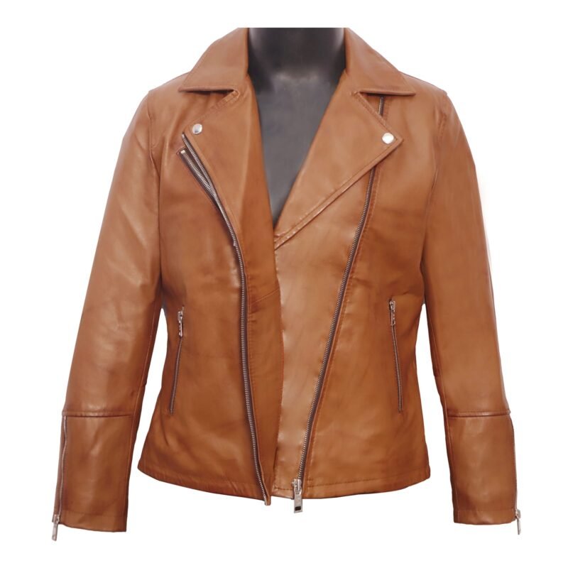 Women Leather Biker Jacket (ZDLJW24001) - Image 2