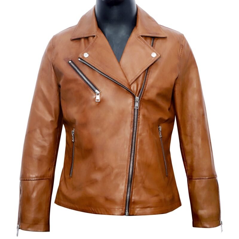 Women Leather Biker Jacket (ZDLJW24001)