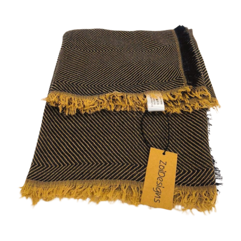 Zoi Designs Herringbone Wool Blend Scarf-Brown (ZDSCW2404)