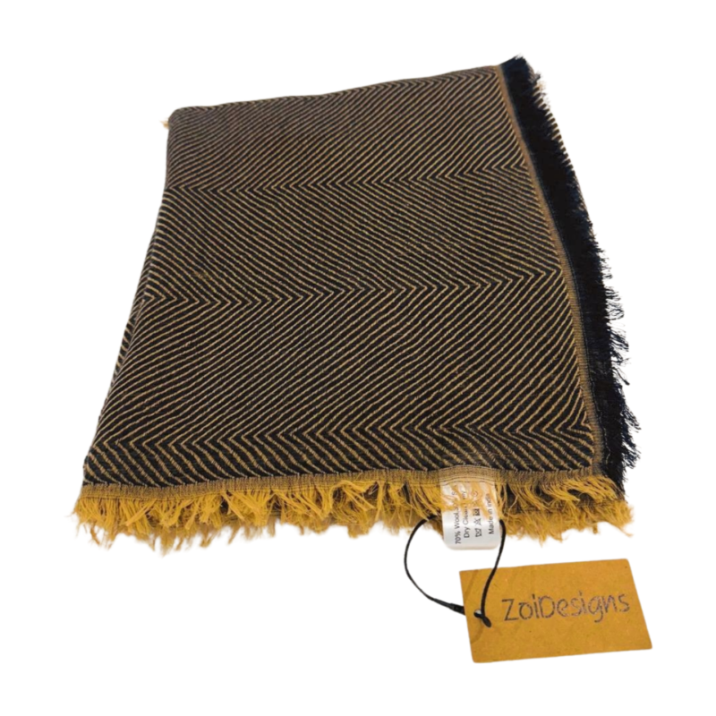 Zoi Designs Herringbone Wool Blend Scarf-Brown (ZDSCW2404) - Image 2