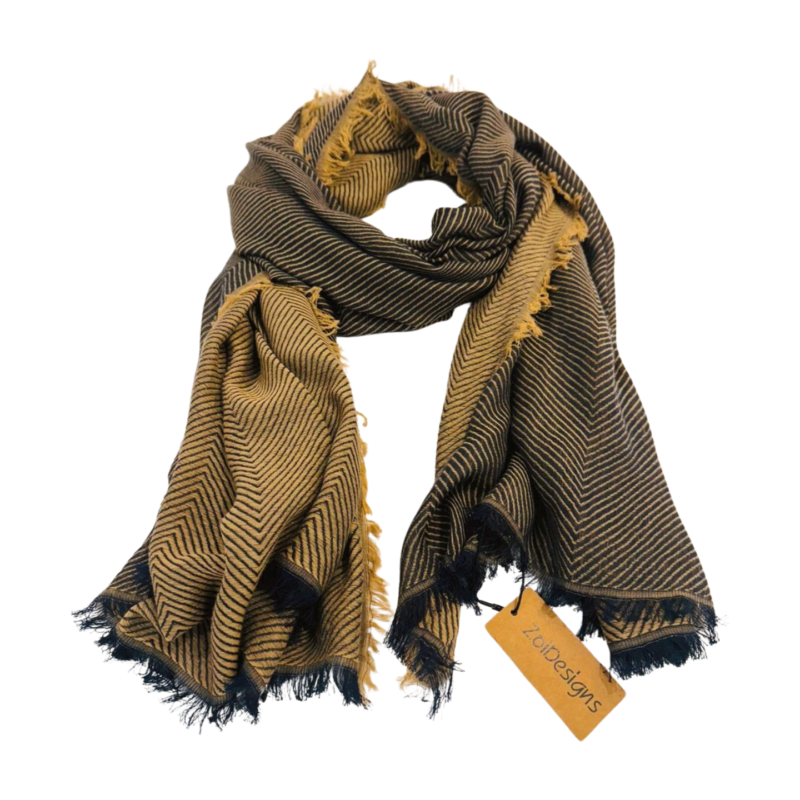 Zoi Designs Herringbone Wool Blend Scarf-Brown (ZDSCW2404) - Image 3