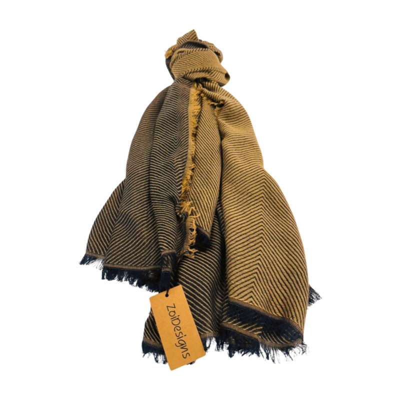 Zoi Designs Herringbone Wool Blend Scarf-Brown (ZDSCW2404) - Image 4